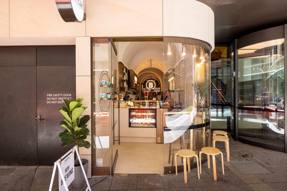External shot of Batch Espresso at Parkline Place